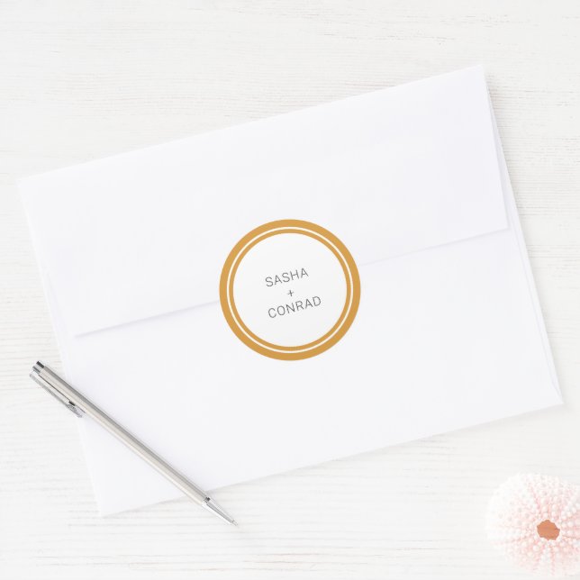 Sticker Rond Marigold Jaune Bold Bordure moderne Mariage (Enveloppe)