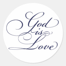 Sticker Rond Marine Bleu Dieu est amour Chrétien Mariage Sticke