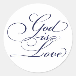 Sticker Rond Marine Bleu Dieu est amour Chrétien Mariage Sticke