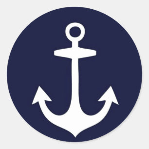Sticker Rond Marine Bleu et Blanc Nautique Inspiré