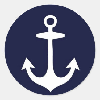 Sticker Rond Marine Bleu et Blanc Nautique Inspiré