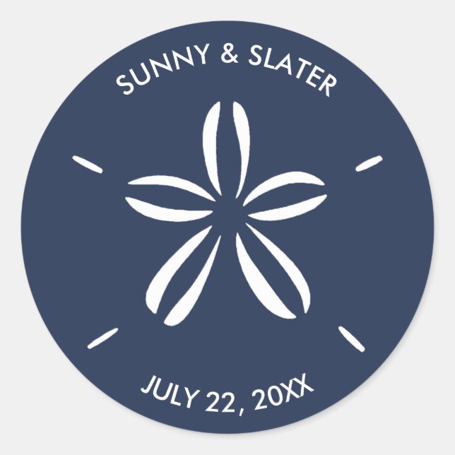Sticker Rond Marine Blue Sand Dollar Beach Seashell (Devant)