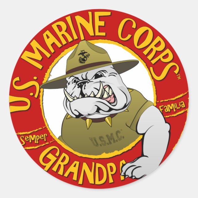 Sticker Rond Marine Corp Grand-père (Devant)