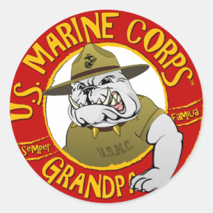 Sticker Rond Marine Corp Grand-père