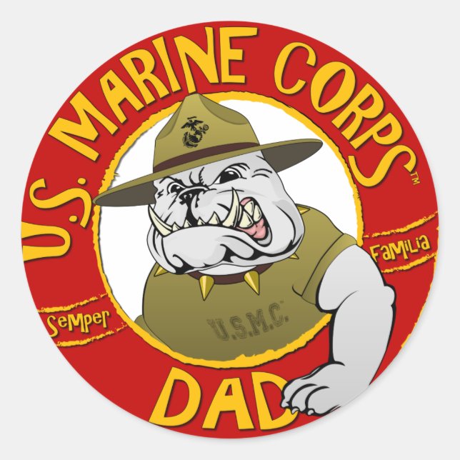 Sticker Rond Marine Corp Papa (Devant)