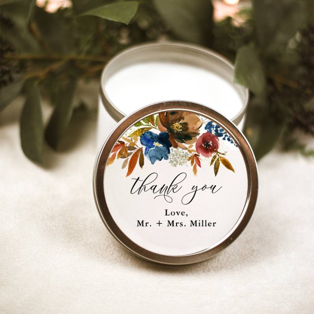 Sticker Rond Marine et rouille Boho Floral Wedding Favor (Créateur téléchargé)