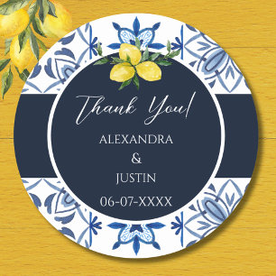 Sticker Rond Marine Italien Lemon Mariage méditerranéen Merci