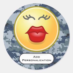 Sticker Rond Marine personnalisée d'USN scellée avec un baiser