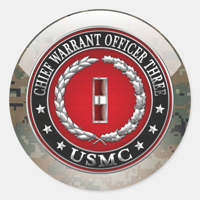 Sticker Rond Marines des États-Unis : Adjudant-chef trois (USMC (Devant)