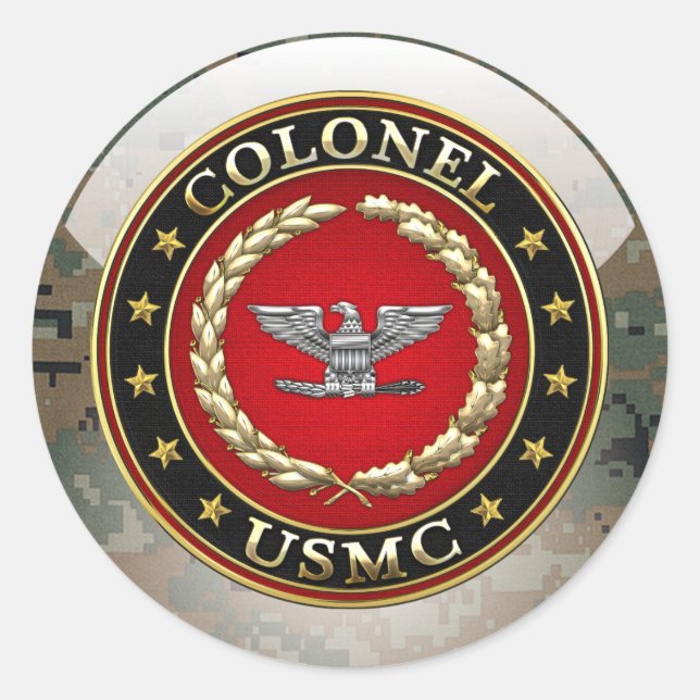 Sticker Rond Marines des États-Unis : Colonel (USMC Col) [3D] (Devant)