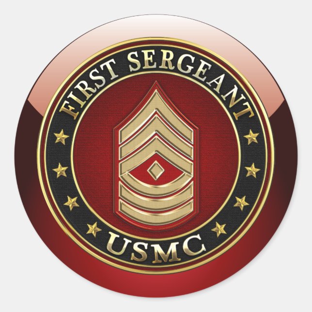 Sticker Rond Marines des États-Unis : Premier sergent (USMC 1er (Devant)