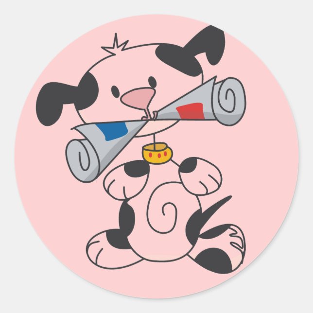 Sticker Rond Marionnettes avec T-shirts et cadeaux de journaux (Devant)