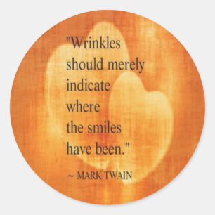Sticker Rond Mark Twain Citation Anniversaire Avec Coeurs