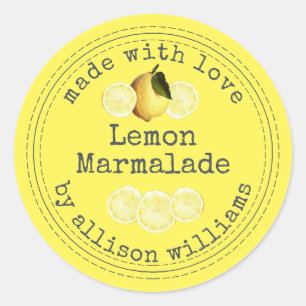Sticker Rond Marmelade de citron jaune maison rustique