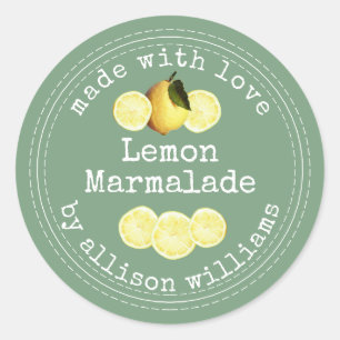 Sticker Rond Marmelade de citron verte maison rustique