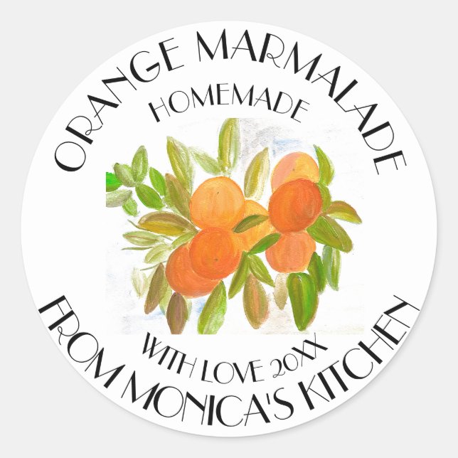 Sticker Rond Marmelade d'orange Aquarelle Fruit Cuisine classiq (Devant)