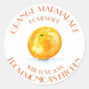 Sticker Rond Marmelade d'orange Aquarelle Fruit Cuisine classiq