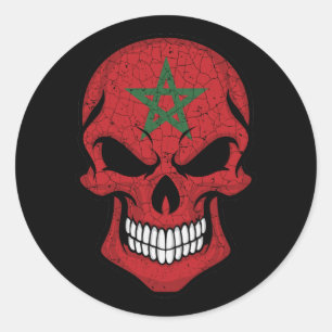 Sticker Rond Maroc Drapeau crâne souriant