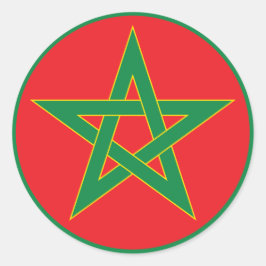 Sticker rond Marocain Drapeau.