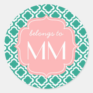 Sticker Rond Marocain turquoise élégant Quatrefoil personnalisé