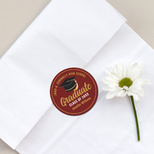 Sticker Rond Maroon Gold Graduate Custom 2025 Graduation