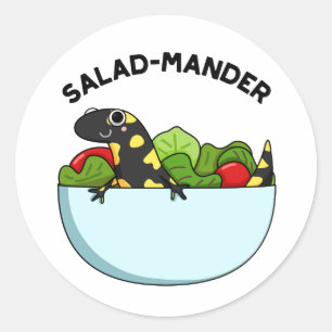 Sticker Rond Marque de salade Funny Salamander Animal Pun