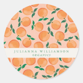 Sticker Rond Marque moderne Boho Oranges Agrumes Fruit Blush