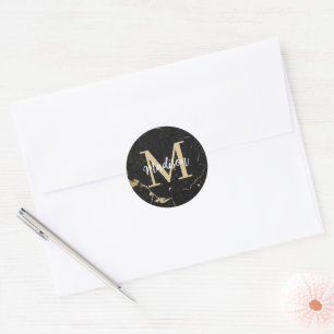 Sticker Rond Marque noire Monogram Gold
