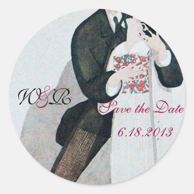 STICKER ROND MARQUE ROMANTIQUE & GROOM ENREGISTRER LE MONOGRAM  (Devant)