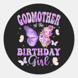 Sticker Rond Marraine de la fête du papillon de la fille d'anni