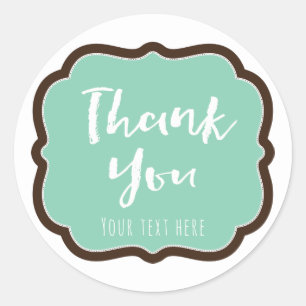 Sticker Rond Marron chic moderne menthe et chocolat Merci