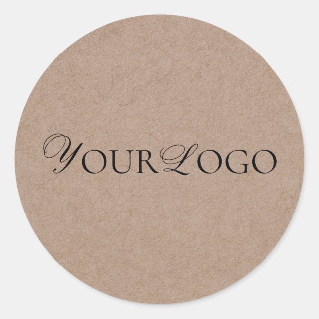 Sticker Rond Marron Terreux Kraft & Logo Long Entreprise Person (Devant)