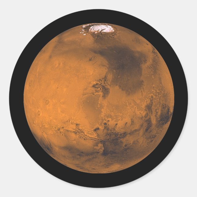 Sticker Rond Mars la planète rouge dans l'espace (Devant)