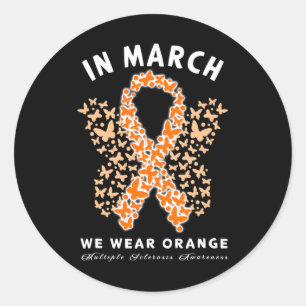 Sticker Rond Mars Nous Portons Orange Ms Multiple Sclerosis