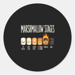 Sticker Rond Marshmallow drôle de feu de camp camping s'mores 