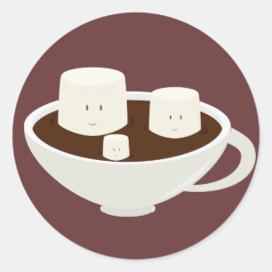 Sticker Rond Marshmallows en chocolat chaud