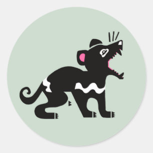 Sticker Rond Marsupial - DIABLE Tasmanien - animal en voie de d