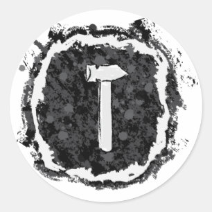 Sticker Rond Marteau argenté
