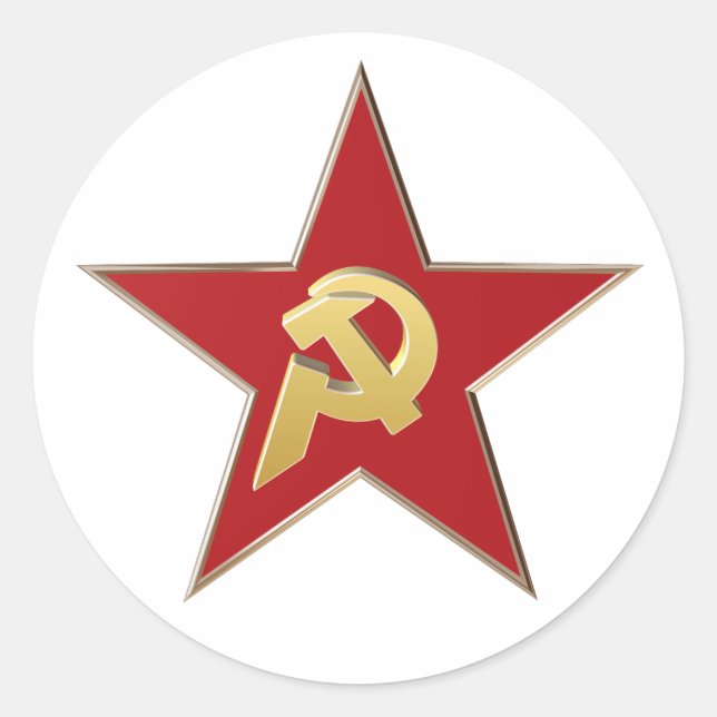 Sticker Rond Marteau et faucille dans l'étoile rouge (Devant)