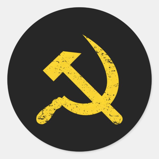 Sticker Rond Marteau Et Faucille Du Drapeau Communiste De L'Uni (Devant)