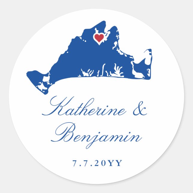 Sticker Rond Martha's Vineyard Navy Vineyard Haven (Devant)