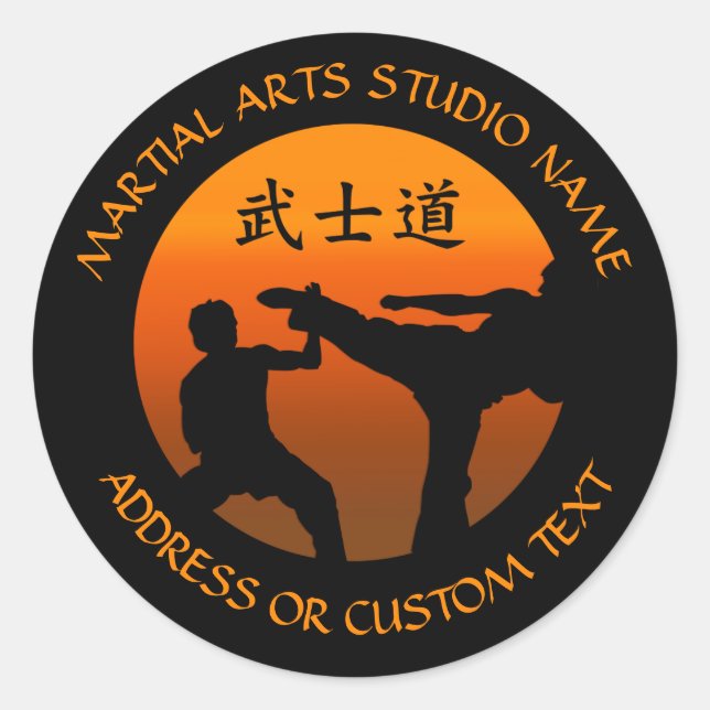 Sticker Rond Martial Arts Karate Taekwondo Kung Fu Studio Propr (Devant)