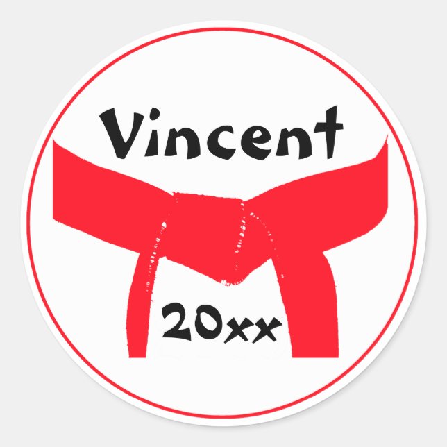 Sticker Rond Martial Arts Red Belt (Devant)