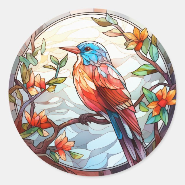 Sticker Rond Martin-pêcheur en verre doux (Devant)