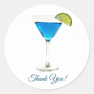 Sticker Rond Martini Cocktail Merci
