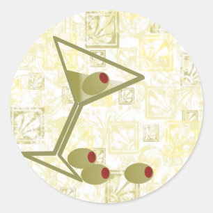 Sticker Rond Martini et olives