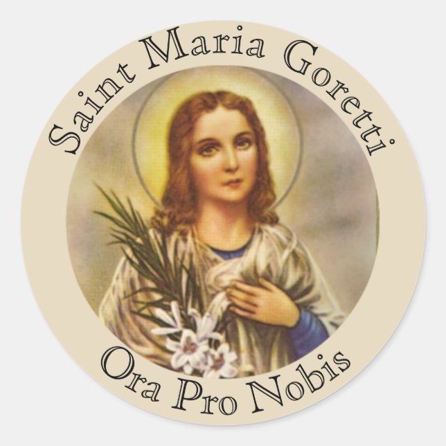 Sticker Rond Martyr vierge Saint-Maria Goretti (Devant)
