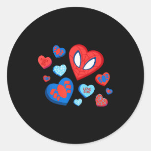 Sticker Rond Marvel Spider-man Spidey Cœurs Saint-Valentin