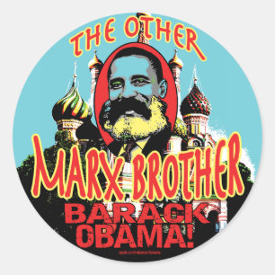 Sticker Rond Marx Brother anti Obama