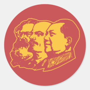 Sticker Rond Marx Lenin Mao Portrait
